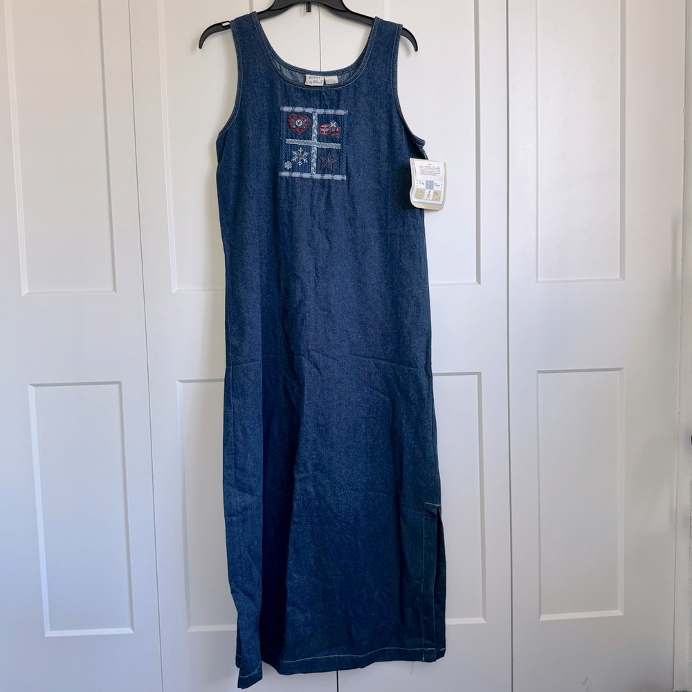 NWT Vintage Koret City Blues Indigo Denim Maxi Dress